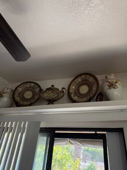 Vintage Decorative Ceramic Plates and Urn Set