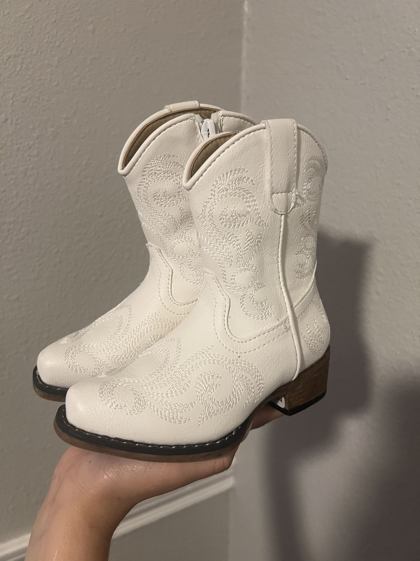 TODDLER ROPER WHITE COWGIRL BOOTS