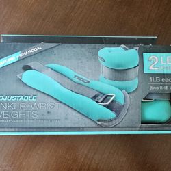 New TKO Adjustable Ankle / Wrist Weights 1 LB Each Set of 2 Seafoam & Charcoal 