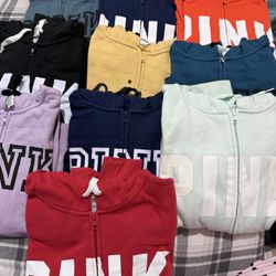 PINK FULL ZIP SWEATER 