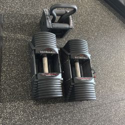 PowerBlock Pro Series Adjustable Dumbbells + KB Handle + Upgraded Knurled Handles – 5-90 lbs