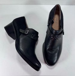 Naturalizer Delta Calf Hair Black Leather Block Heel Ankle Booties Women 8.5W