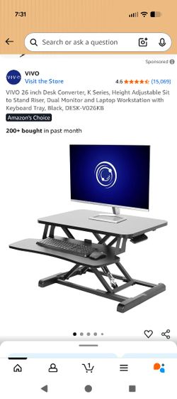 Vivo Standing Desk Converter 26 Inch