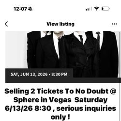 2 No Doubt @  Vegas The Sphere Tickets Saturday 6/13