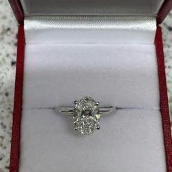 DIAMOND 1.77CT OVAL CUT  CERTIFIED VVS1-E 14K WHITE GOLD 