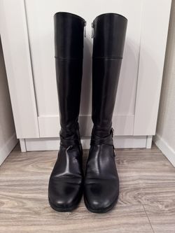 Michael Kors Preston Leather Boots Black Women's Sz 8M