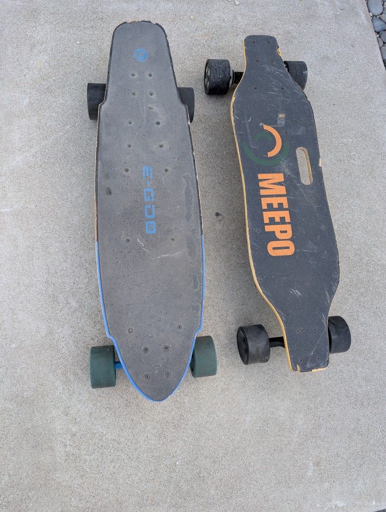 2 Electric Skateboards, Meepo And Yuneec Ego 2
