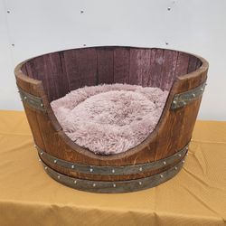 Oak Wine Barrel Dog Bed