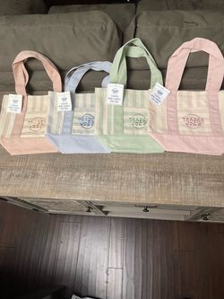 Trader Joe's Striped Mini Canvas Tote Bags – Set of 4