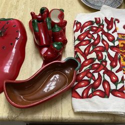 Porcelain Red Chili Dining Table Set