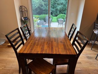 Wood Dining Table with 4 Chairs & 2 stools + matching buffet