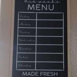 Weekly chalkboard menu