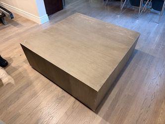 Oversized 41” Modern Square Coffee Table – Gray Wood Look