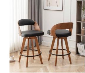 Huevo barstools fox leather bamboo legs brown black