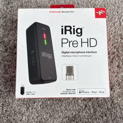 IK Multimedia iRig Pre HD Class-A XLR mic preamp and audio interface with +48V phantom power, 24-bit
