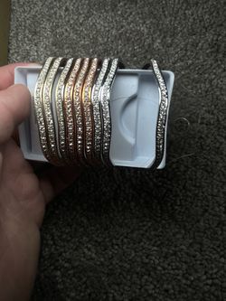 Gold Silver N Rose Gold Blinged Out Bracelet NEED GONE 