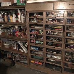Craft Cabinet Wood Vintage Organizational Cabinet