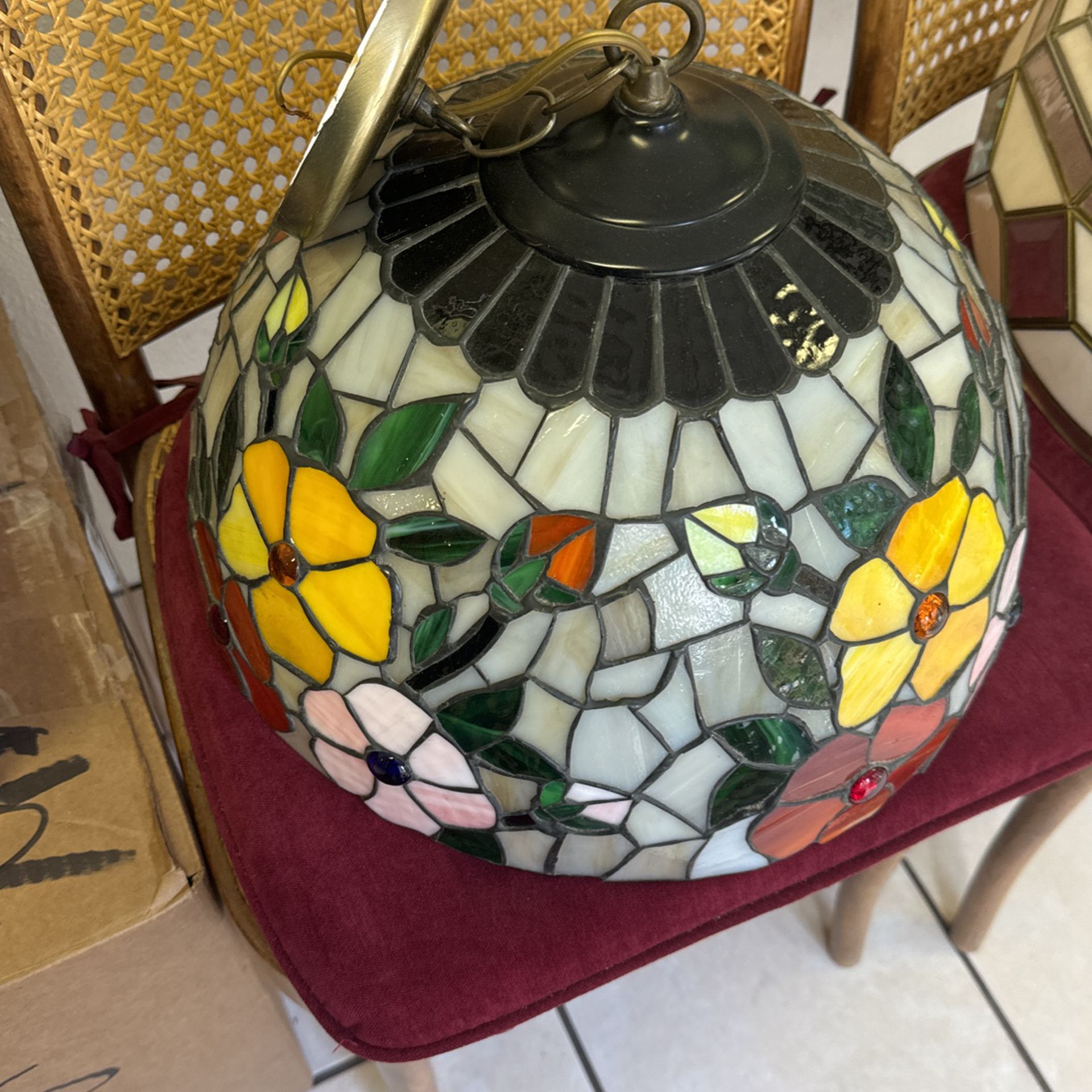 Antique Vintage Stained Glass Lamps 