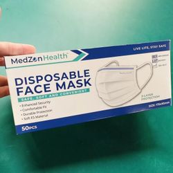 Disposable PROTECT  White Face Mask 3 Layer Protection Pack Of 50 Pcs