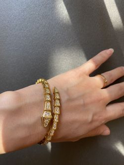 Unisex Snack Shaped Yellow Gold Plated Bracelet 