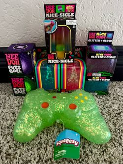 New AUTHENTIC Needohs and Squeezy Needoh Nice-sicle Popsicle Dream Drop Nee Doh Fuzz Ball Ice Nice Cube Glitter Glow