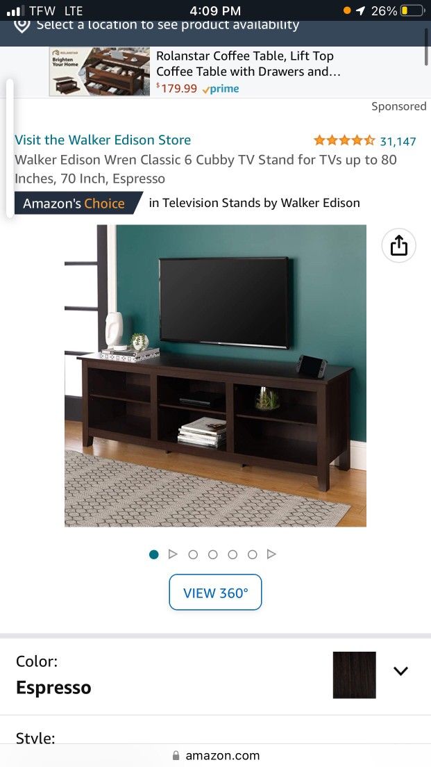 walker edison wren classic 6 cubby tv stand