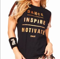 Zumba Fitness Black & Gold Motivational Tee