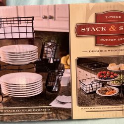 7 Piece Wrought Iron Stack & Serve Buffet Set Serveware Accessories