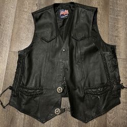 USA Leather Biker Vest size XL