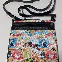 Disney Parks Retro Collage Crossbody Bag Mickey Minnie Dumbo Pluto Adjustable Strap

