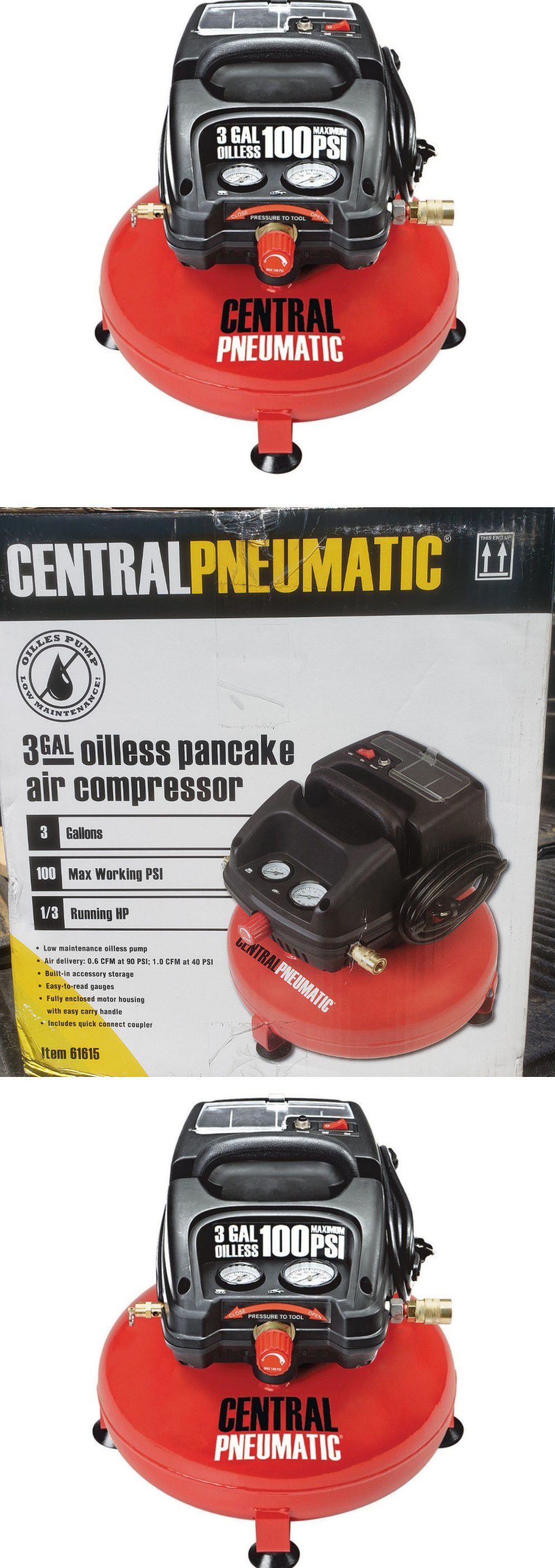 Brand New 3 Gallon 1/3 HP 100 PSI Oil-Free Pancake Air Compressor