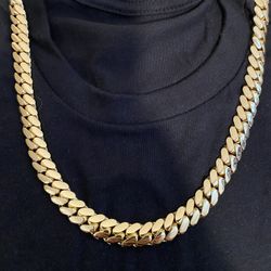 Solid 14k Gold Plated Miami Cuban Link Chain