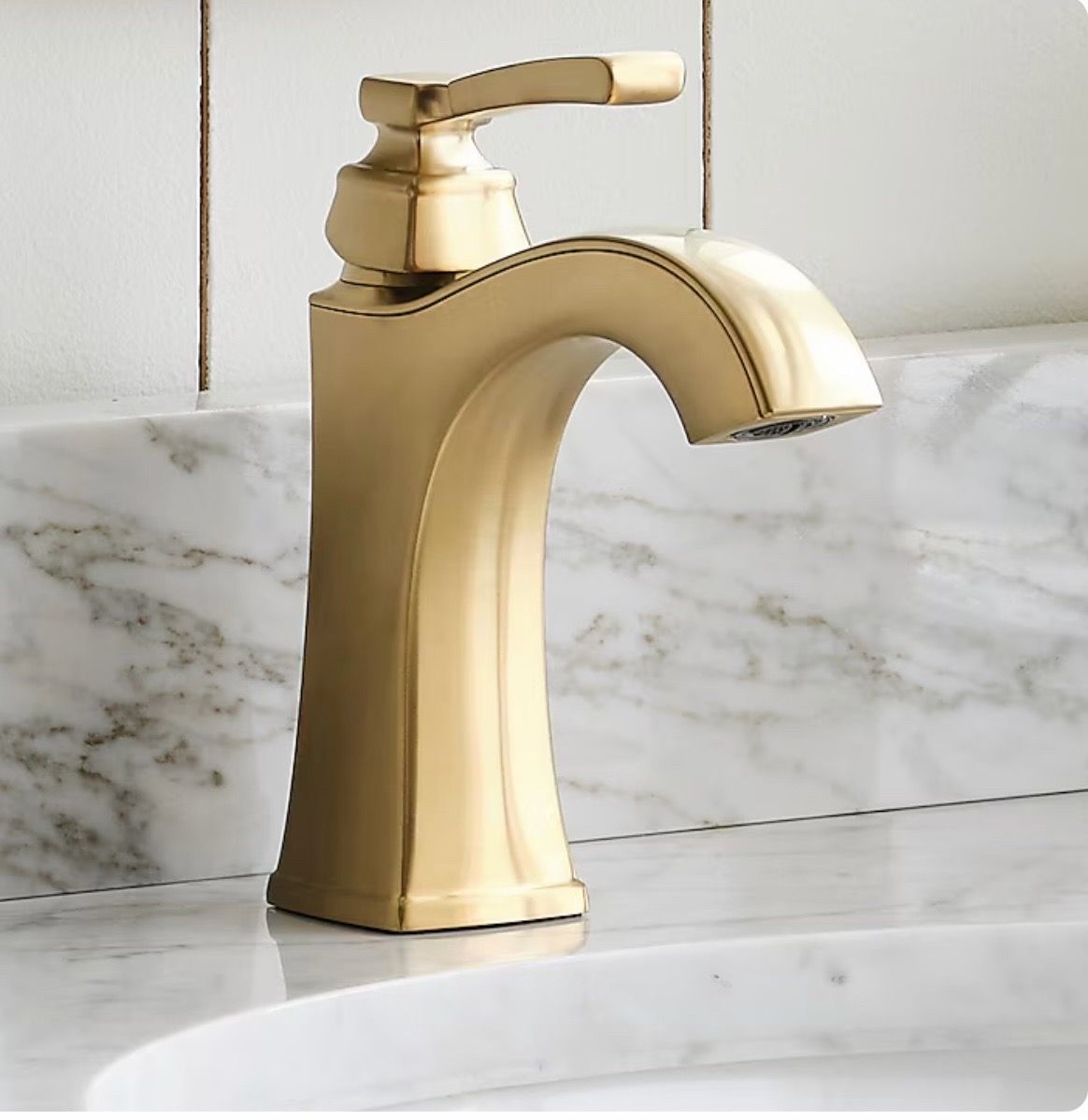 allen + roth Chesler Brushed Gold Single hole 1-handle