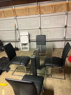 glass table with chairs