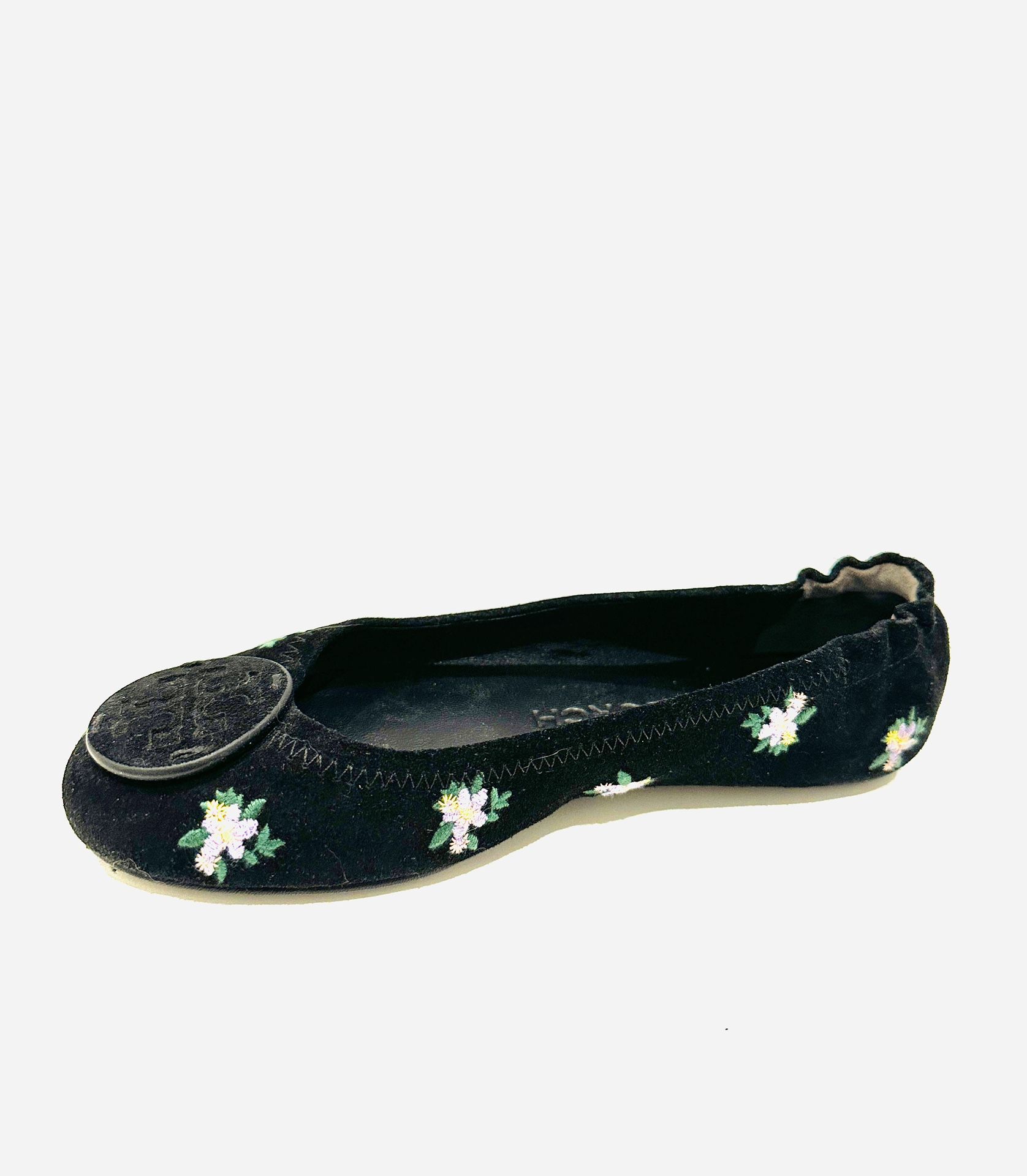 Tory Burch Minnie Ballet Flat/Floral Embroidered Suede