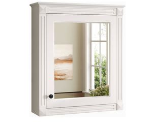 Assembled New Bathroom Medicine Cabinet with Mirror Door & Adjustable Shelves, 24" x 28" Wall Mounted Storage Cabinet Over Toilet