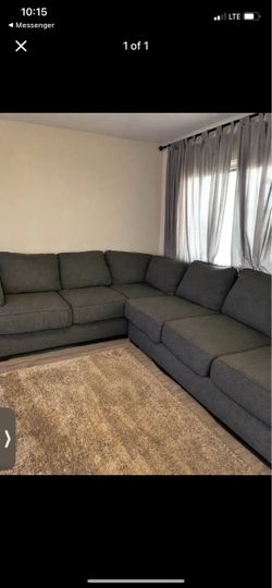 Large Gray Fabric Sectional Sofa