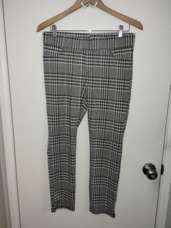 Utopia by Hue Houndstooth Plaid Leggings L Black White Dark Academia Preppy Goth