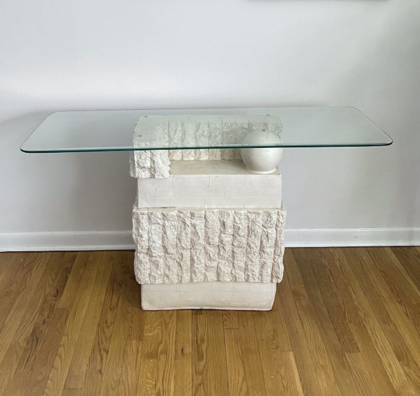 Postmodern Table Glass Tessellated Stone 