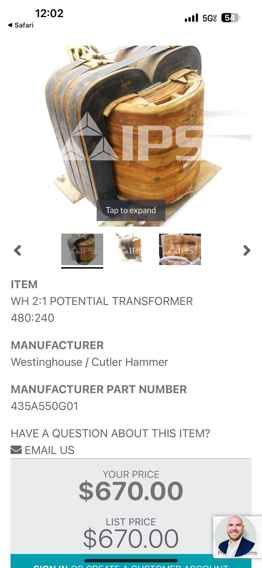 WH 2:1 POTENTIAL TRANSFORMER 480:240