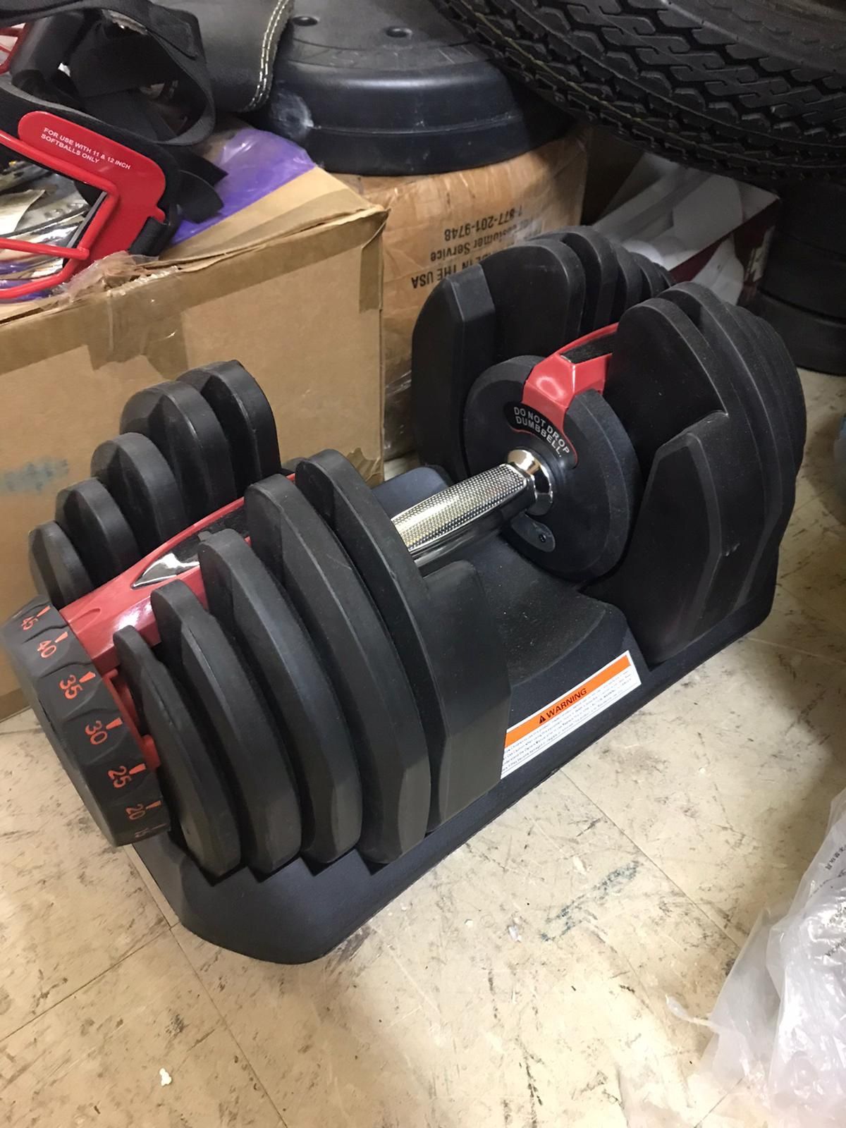 One (1) 90 lbs Adjustable Dumbbell. Only one available. Generic Brand. Better than Bowflex.