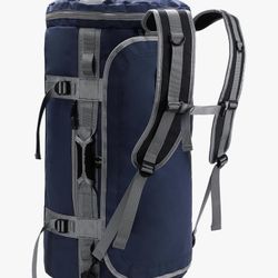 Large Duffel Backpack Sports Gym Bag with Shoe Compartment, Heavy Duty and Water Resistant, Navy Blue, 60L