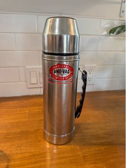 Vintage UNO-VAC Stainless Steel Vacuum Thermos with Cup & Handle