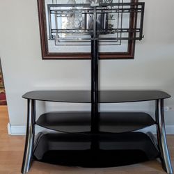 Modern Black Glass TV Stand with Built-In Mount – Sleek & Sturdy