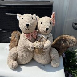 Adorable Plush Squirrels With Bows & Acorn Home Decor Toy Stuffed Animal