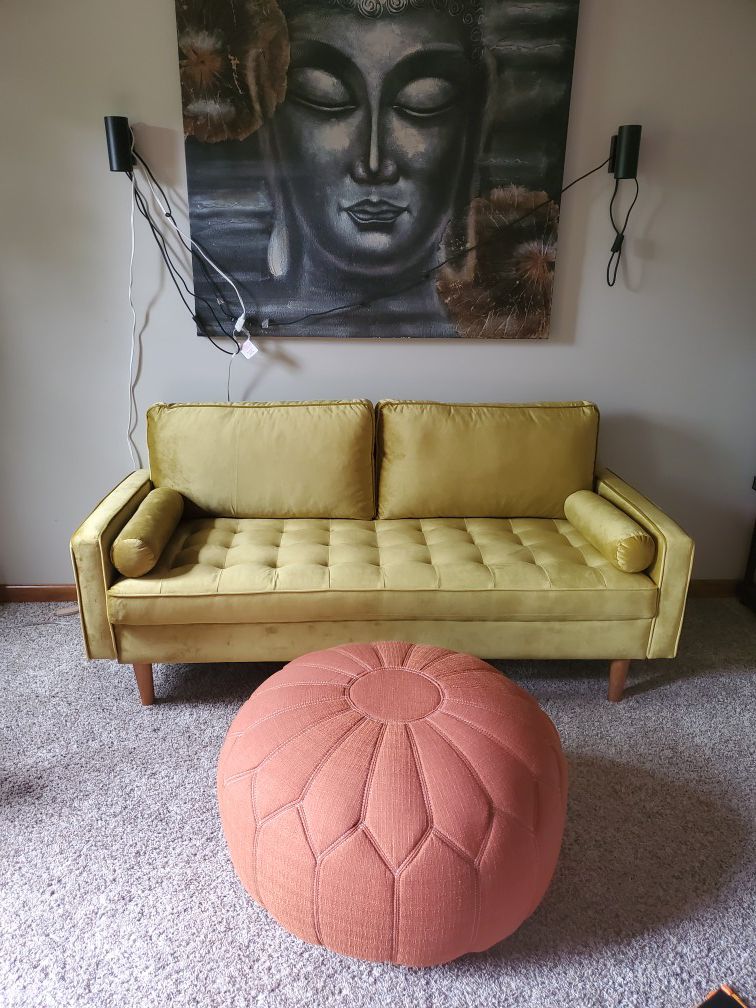 New sofa and ottoman pouf