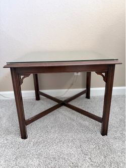 Square Ethan Allen End Table (with Glass)