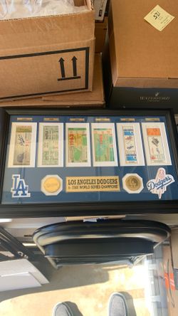 🎄$50 Dodgers WS Tickets / Coins Framed NEW