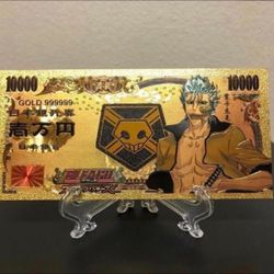 Gold foil plated Grimmjow bleach collectible banknote