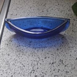 Cobalt Blue Glass Canoe
